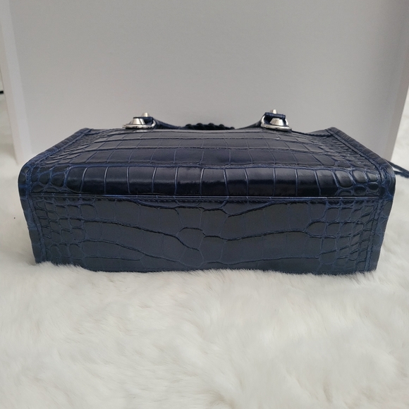 Authentic Balenciaga Mini City Croc in Navy with Silver hardware - Picture 5 of 7